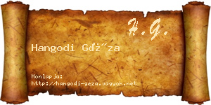 Hangodi Géza névjegykártya